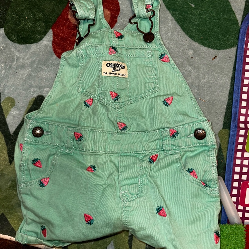 OshKosh B'gosh Mint Strawberry Kids Overalls